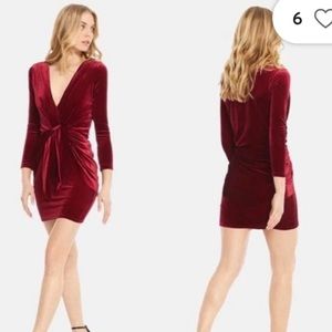 Misa Los Angeles Ophelie Shirred Velvet Mini Dress Ruby Red Small NWT